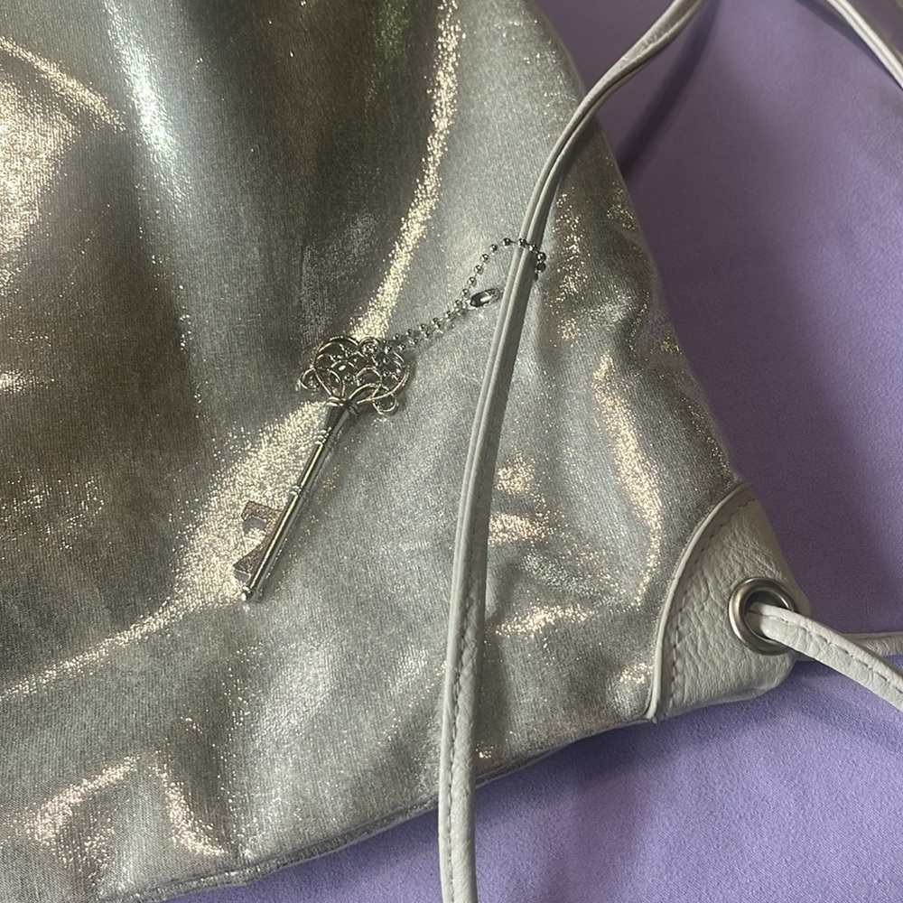Shimmering Silver Glamor Drawstring Backpack - image 4